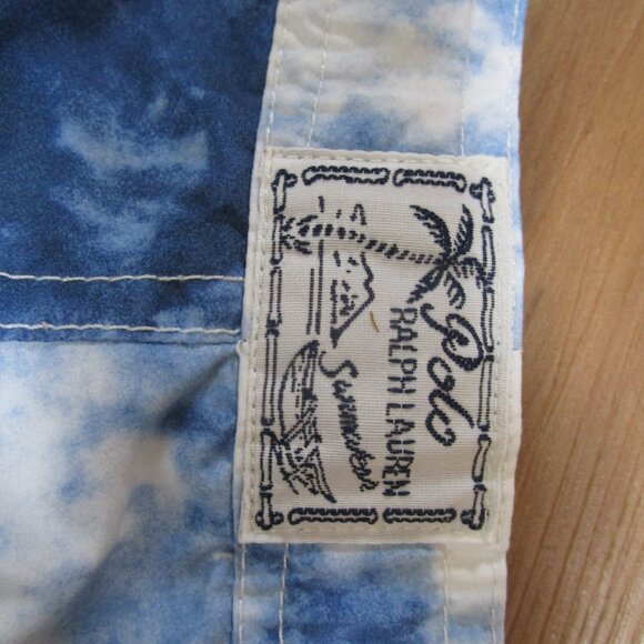 POLO RALPH LAUREN BOYS NAVY BLUE WHITE TIE DYE SWIM SHORTS BIG PONY SZ 7 EUC - Picture 12 of 15